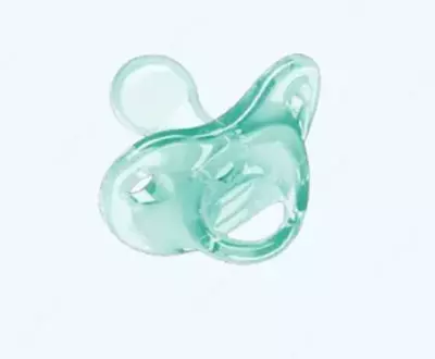 Kam vaznli bolalar uchun Nuk emzik, silikon, yashil, XS o'lchami, 0 + oy.