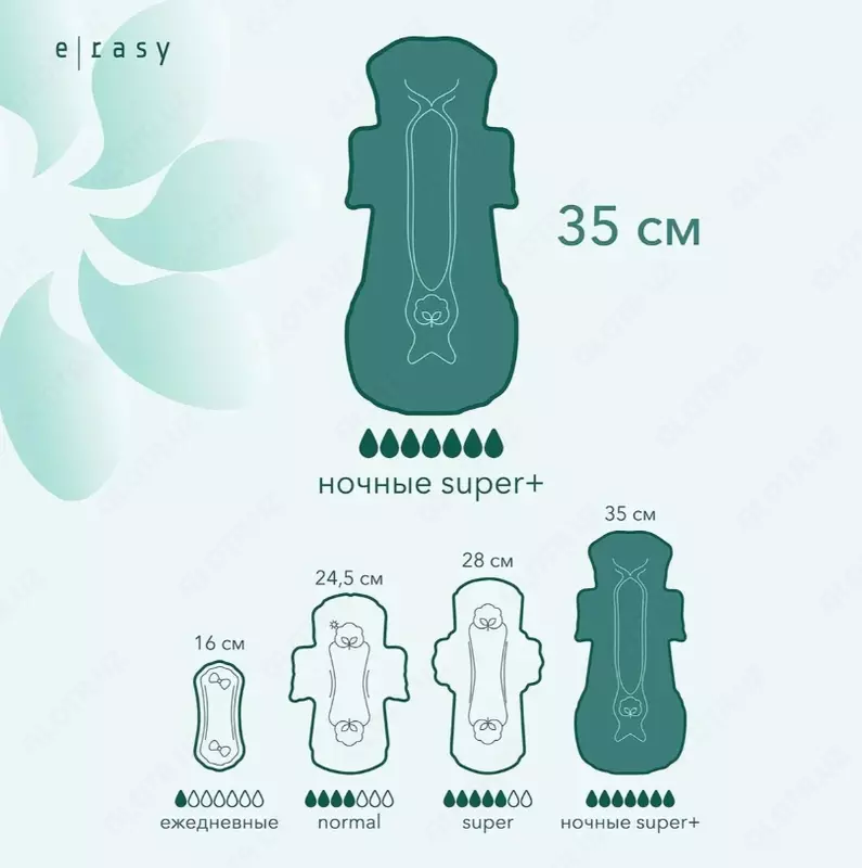 Прокладки E-RASY BAMBOO SILK Night Super + 12 шт/уп