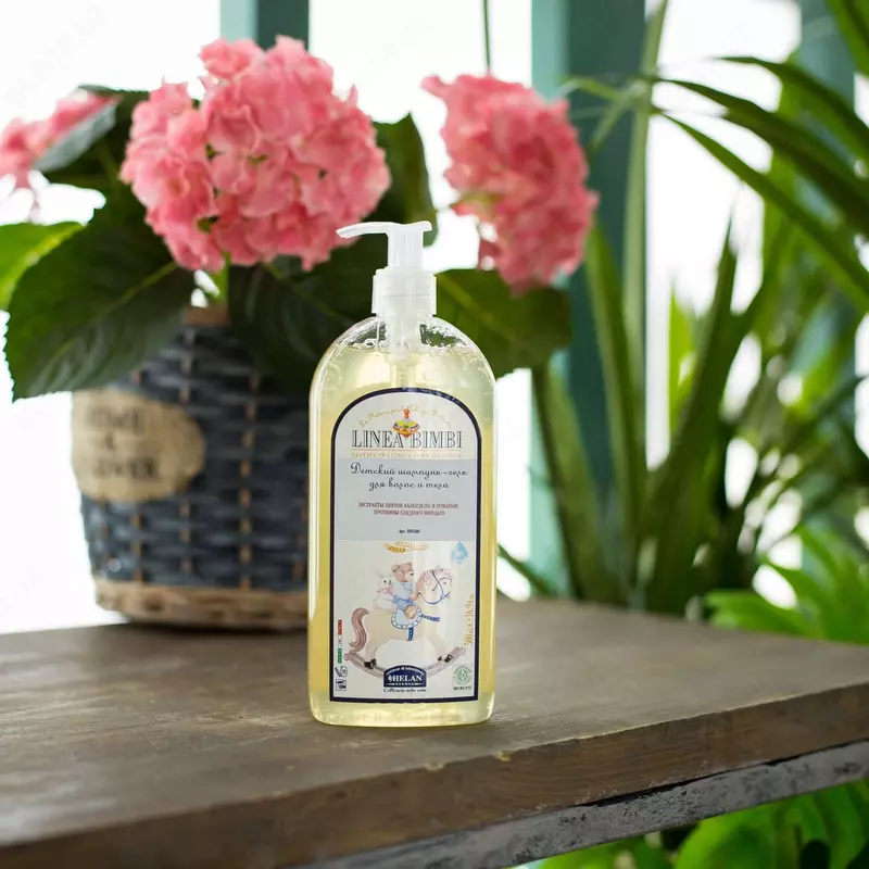 Soch va tana uchun helan bolalar uchun organik shampun-gel Linea Bimbi 500 ml