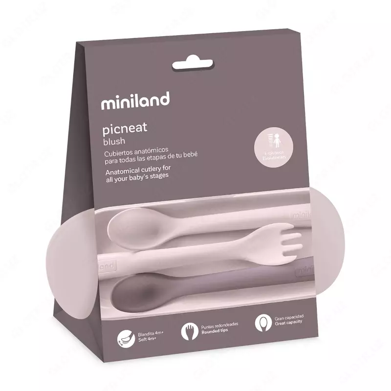 Miniland Terra picnet blush konteyneridagi vilkalar pichoq to'plami