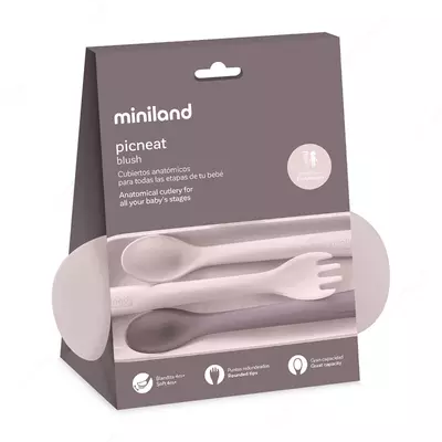 Miniland Terra picnet blush konteyneridagi vilkalar pichoq to'plami