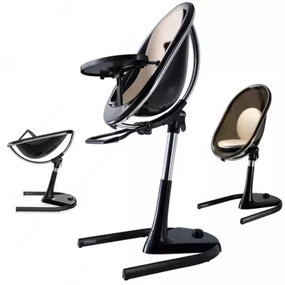 Детский стульчик для кормления Mima Moon (комплект черный, золотое мягкое сиденье)