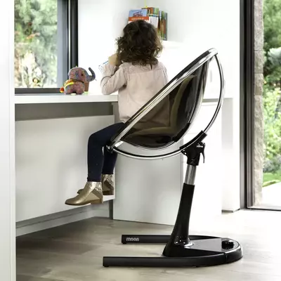 Детский стульчик для кормления Mima Moon (комплект черный, золотое мягкое сиденье)