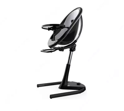Детский стульчик для кормления Mima Moon (комплект черный, серебрянное мягкое сиденье)