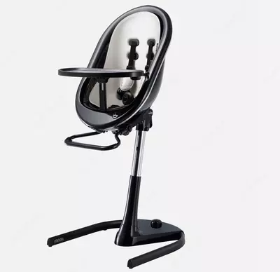Детский стульчик для кормления Mima Moon (комплект черный, серебрянное мягкое сиденье)