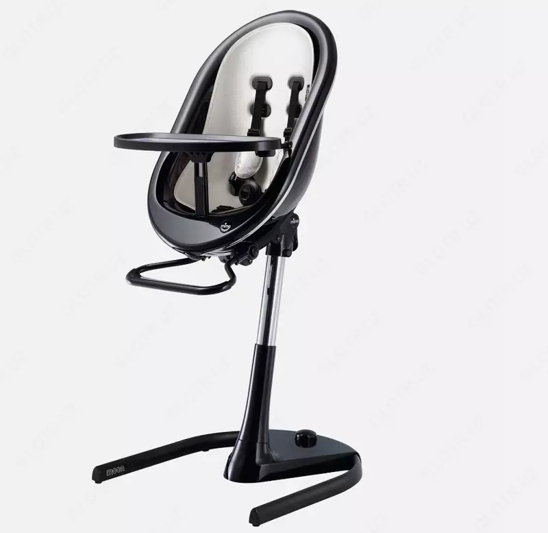 Детский стульчик для кормления Mima Moon (комплект черный, серебрянное мягкое сиденье)