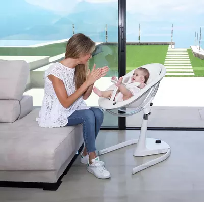 Детский стульчик для кормления Mima Moon Black Full Set Camel (комплект ,белый, золотое мягкое сиденье)