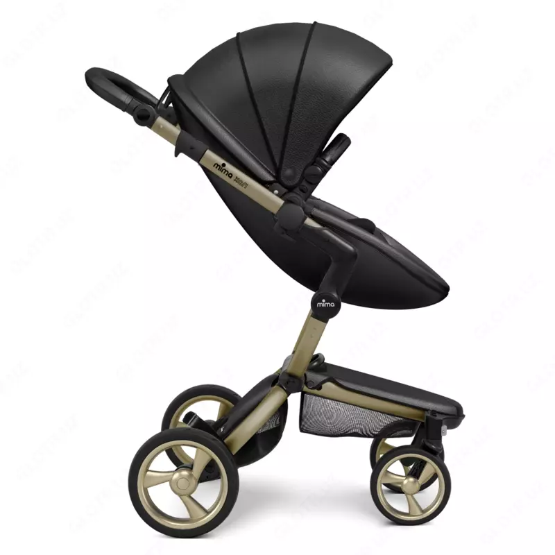Коляска Mima Xari 4G Champagne Gold 2в1 (люлька + прогулка Black + матрасик)