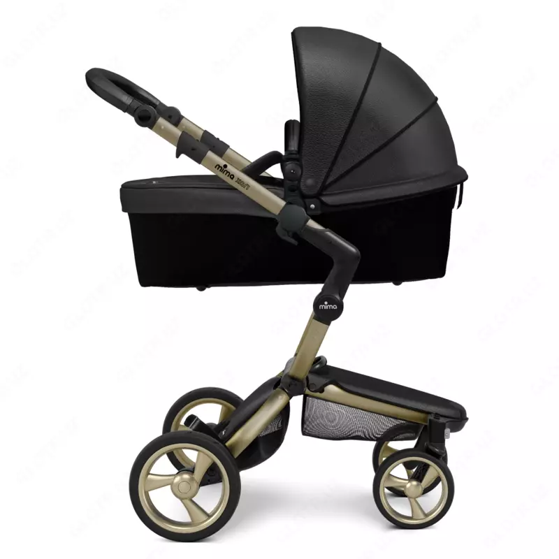 Коляска Mima Xari 4G Champagne Gold 2в1 (люлька + прогулка Black + матрасик)