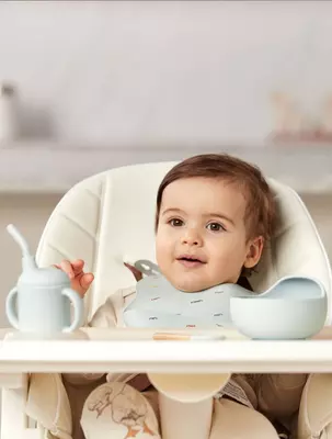 Bolalar uchun idishlar to'plami: so'rg'ich kosasi va qoshiq (och moviy, 15064)