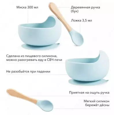 Набор посуды для детей: миска на присоске и ложка Happy Baby (Великобритания)