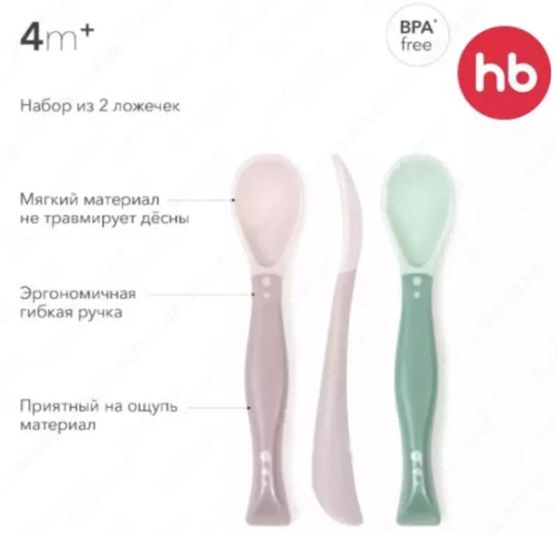 bolalarni ovqatlantirish uchun moslashuvchan tutqichli Happy Baby qoshiqlari bolalar pichoqlari to'plami