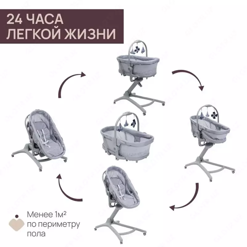  Колыбель трансформер для новорожденных CHICCO BABY HUG PRO 5 IN 1 EARL GREY  арт. CH87076-40 - 