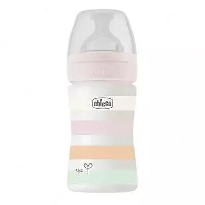 Well-Being Plastic Feeding Bottle 150ml SLOW FLOW 0m+ SIL, WHITE, Art.ch28611-11 oziqlantirish shishasi