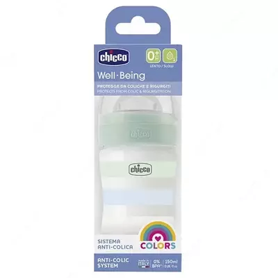 Well-Being Plastic Feeding Bottle 150ml SLOW FLOW 0m+ SIL, WHITE, Art.ch28611-11 oziqlantirish shishasi