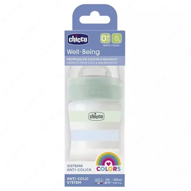 Бутылочка для кормления Well-Being Plastic Feeding Bottle 150ml SLOWFLOW 0м+ SIL, WHITE, арт.CH28611-11