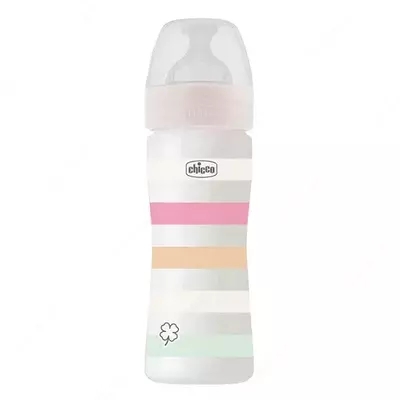 Well-Being Plastic Feeding Bottle 250ml Medium FLOW 2m+ SIL, WHITE oziqlantirish shishasi. Art.CH28623-11