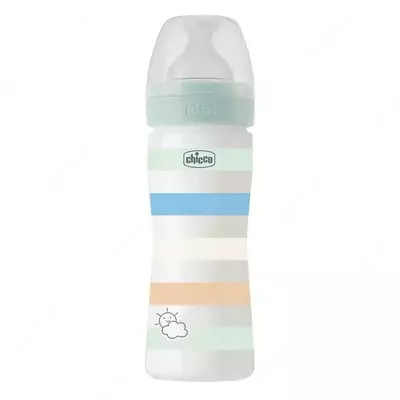 Бутылочка для кормления Well-Being Plastic Feeding Bottle 250ml MEDIUMFLOW 2м+ SIL, GREEN, арт.CH28623-21