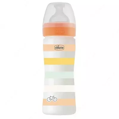 Бутылочка для кормления Well-Being Plastic Feeding Bottle 250ml MEDIUMFLOW 2м+ SIL, ORANGE, арт.CH28623-31