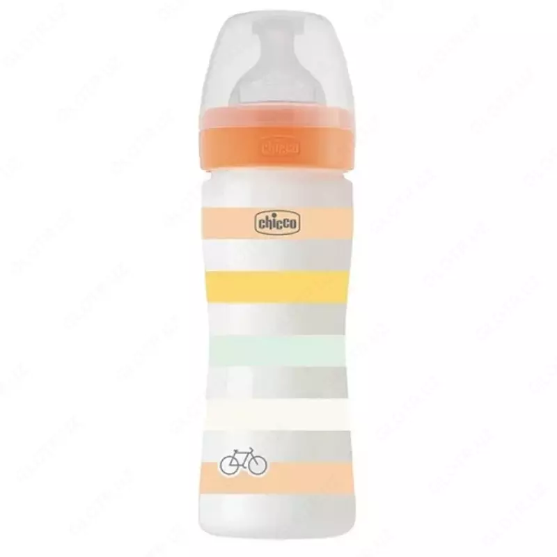 Бутылочка для кормления Well-Being Plastic Feeding Bottle 250ml MEDIUMFLOW 2м+ SIL, ORANGE, арт.CH28623-31