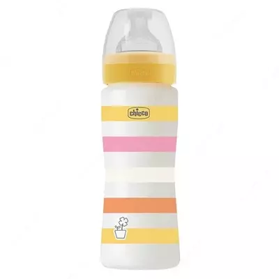 Бутылочка для кормления Well-Being Plastic Feeding Bottle 330ml FASTFLOW SIL, YELLOW, арт.CH28637-11