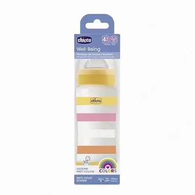 Бутылочка для кормления Well-Being Plastic Feeding Bottle 330ml FASTFLOW SIL, YELLOW, арт.CH28637-11