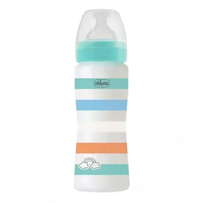 Бутылочка для кормления Well-Being Plastic Feeding Bottle 330ml FASTFLOW SIL, GREEN, арт.CH28637-21