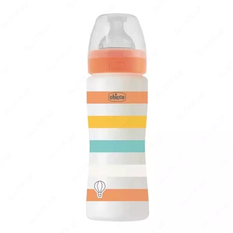 Бутылочка для кормления Well-Being Plastic Feeding Bottle 330ml FASTFLOW SIL, ORANGE, арт.CH28637-31