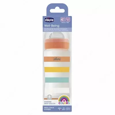 Бутылочка для кормления Well-Being Plastic Feeding Bottle 330ml FASTFLOW SIL, ORANGE, арт.CH28637-31