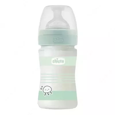 Бутылочка для кормления Well-Being GLASS Feeding Bottle 150ml SLOWFLOW 0м+ SIL, GREEN, арт.CH28711-31