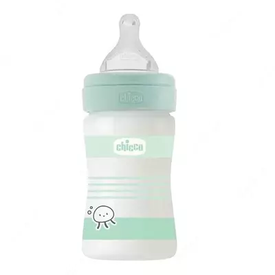 Бутылочка для кормления Well-Being GLASS Feeding Bottle 150ml SLOWFLOW 0м+ SIL, GREEN, арт.CH28711-31