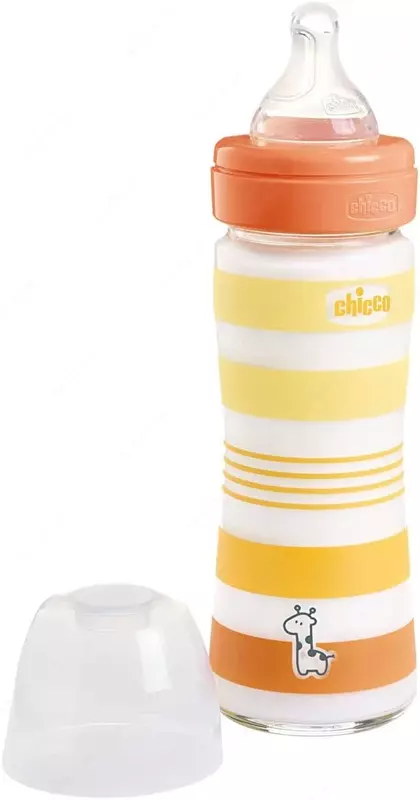 Бутылочка для кормления Well-Being GLASS Feeding Bottle 240ml SLOWFLOW 0м+ SIL, YELLOW, арт.CH28721-31