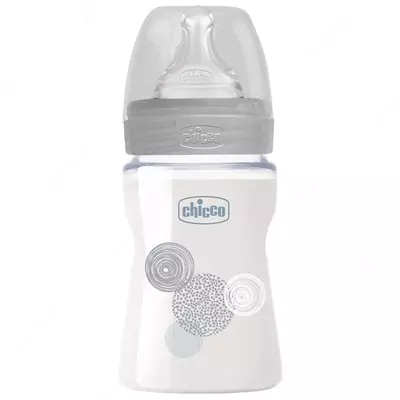 Well-being Glass Feeding Bottle150ml Slow Flow 0m+ Silicone oziqlantirish shishasi, Art. CH28711-30