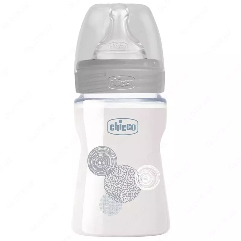 Well-being Glass Feeding Bottle150ml Slow Flow 0m+ Silicone oziqlantirish shishasi, Art. CH28711-30
