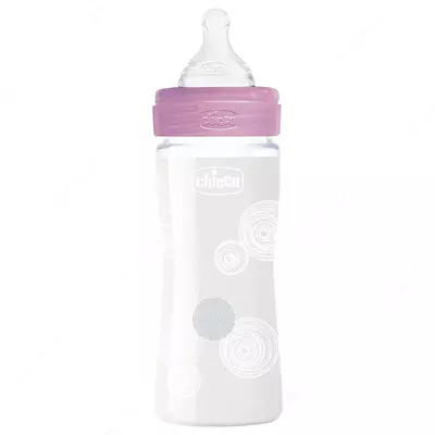 Бутылочка для кормления Well-Being GLASS Feeding Bottle 240ml Slow Flow 0m+ Silicone, PINK арт.CH28721-10