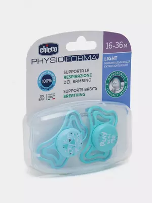 Соска-пустышка PHYSIOFORMA LIGHTGLOW SIL, SOOTHER 16-36m 2PCS, GREEN, арт.CH71039-41