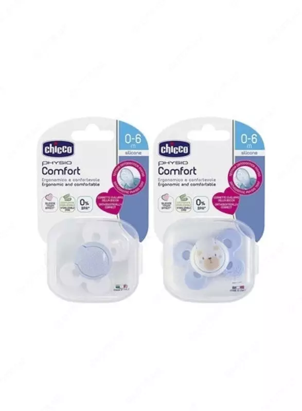 Соска-пустышка PHYSIOCOMFORT BLUE/WHITE 0-6m SIL 1PC, арт.CH74911-21