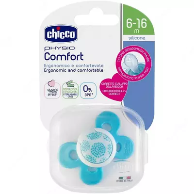 Соска-пустышка PHYSIO COMFORT BLUE 6-16m SIL 1PC, арт.CH74913-21