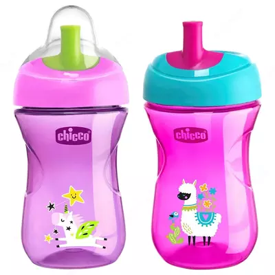 Поильник с трубочкой ADVANCE CUP 12m+ PINK/PURPLE, арт.CH069411