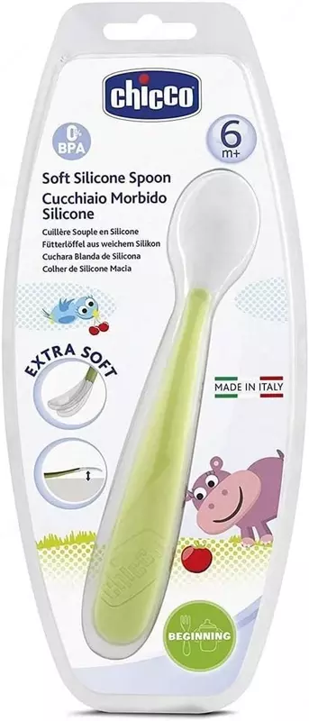 Детская ложечка SOFT SILICON SPOON 6m+ GREEN, арт.CH068285