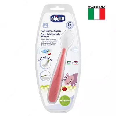Детская ложечка SOFT SILICON SPOON 6m+ RED, арт.CH068287