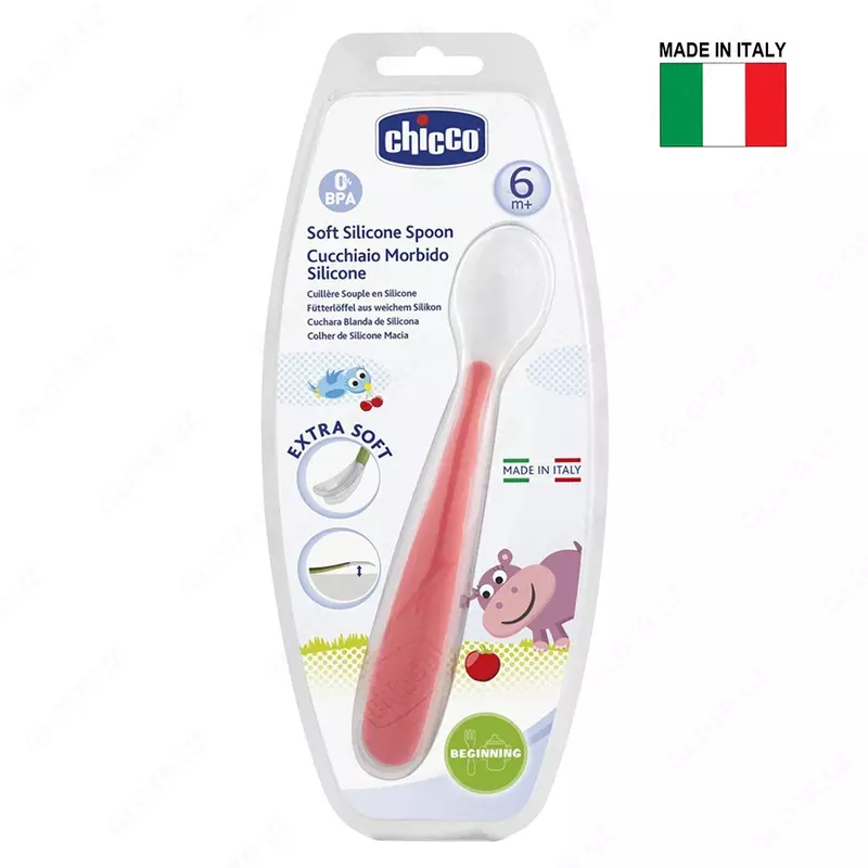 Детская ложечка SOFT SILICON SPOON 6m+ RED, арт.CH068287