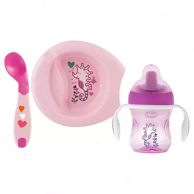 Набор для кормления ребенка CHICCO WEANING SET 6m+ PINK, арт.CH16200-11