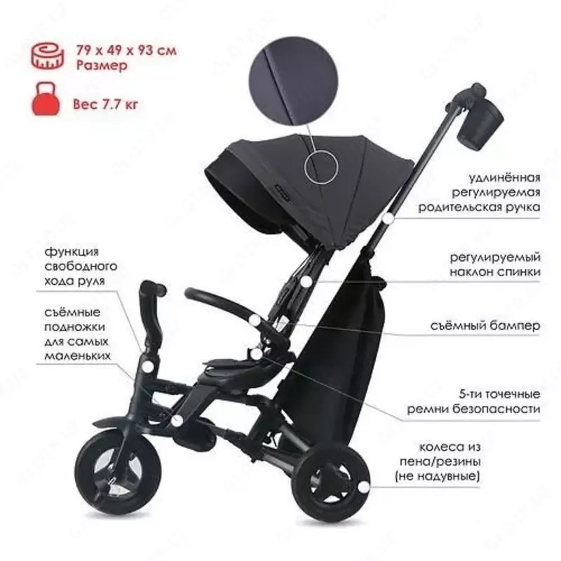 Детский складной велосипед QPLAY - S700-12 NOVA+EVA – Black