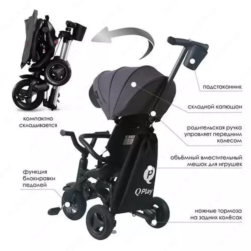 Детский складной велосипед QPLAY - S700-12 NOVA+EVA – Black