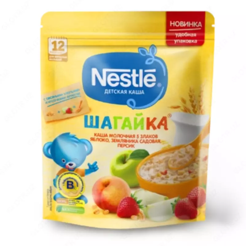  Nestle Shagayka sutli botqa 5 donli olma  bog  qulupnay  shaftoli  12 oy+  200 gr. - 