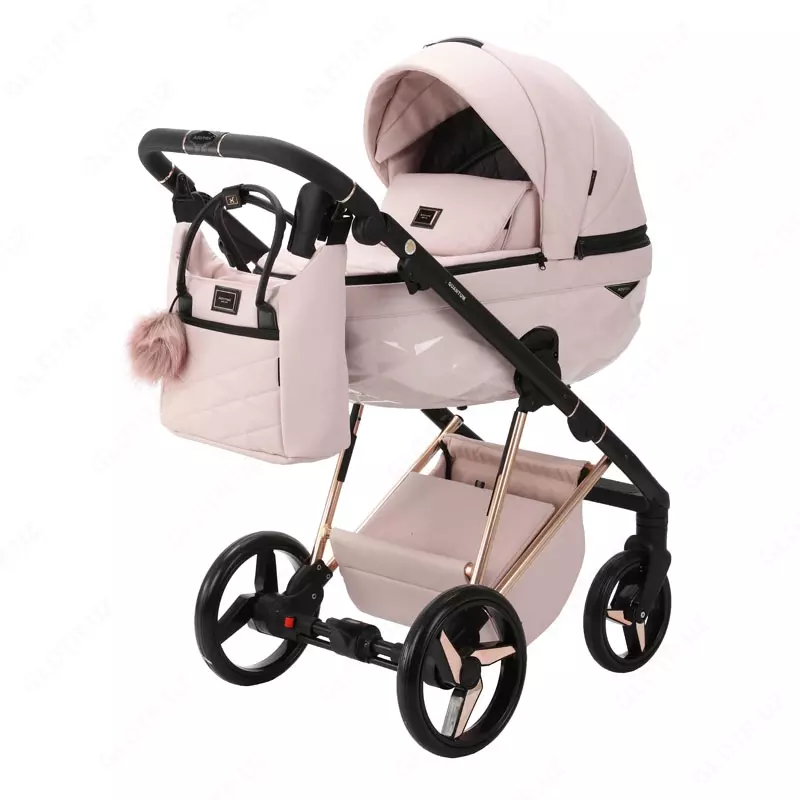 Коляска 2 в 1 "Adamex" Quantum SuperStar 134 (Польша) Розовое золото