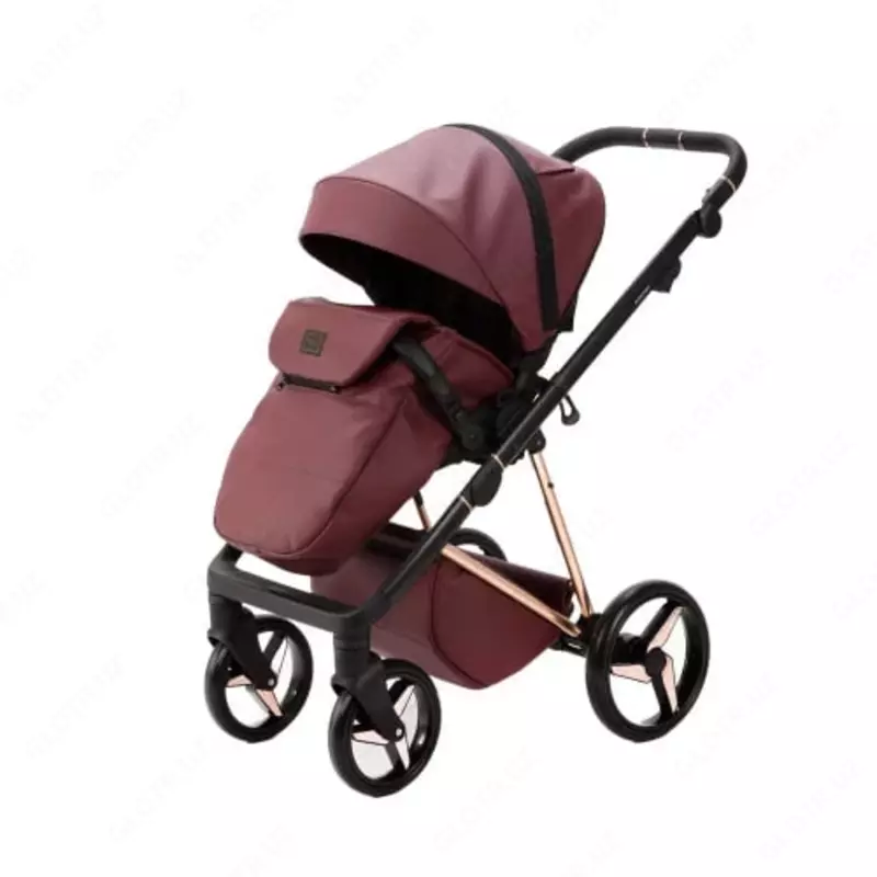 Коляска 2 в 1 "Adamex" Quantum SuperStar 141 (Польша) Бордовая/Розовое золото