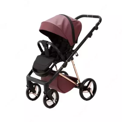 Коляска 2 в 1 "Adamex" Quantum SuperStar 141 (Польша) Бордовая/Розовое золото
