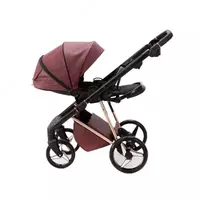 Коляска 2 в 1 "Adamex" Quantum SuperStar 141 (Польша) Бордовая/Розовое золото - CHICCOBABY.UZ
